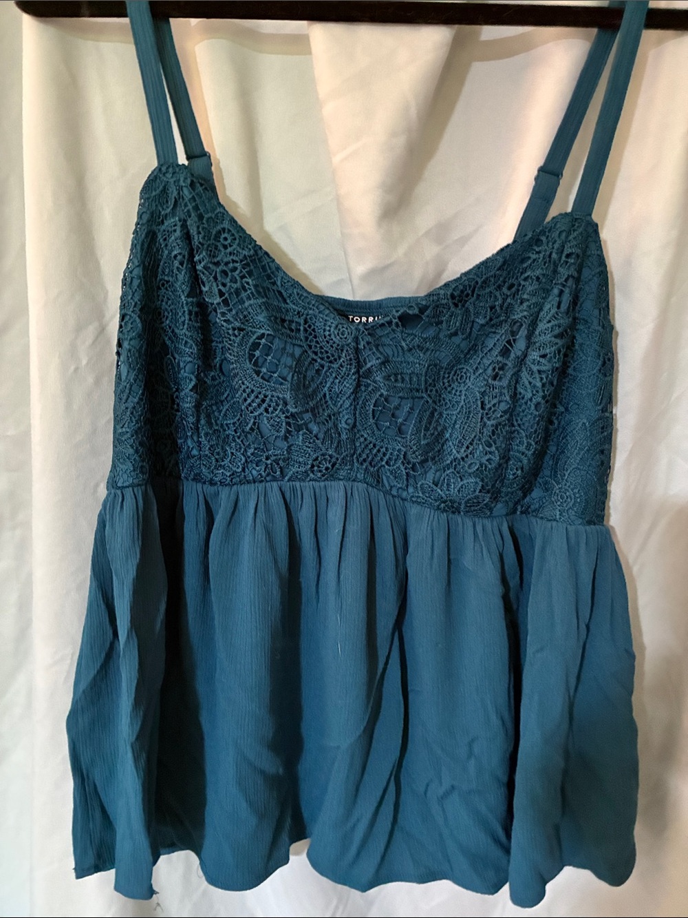 Torrid Teal Crochet Lace Cami Tank Top